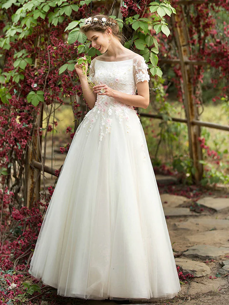 A-Line Asymmetrical Boat Neck Mini Tulle Knit Dress