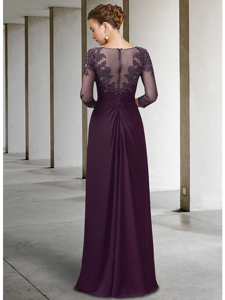 A-Line Mother of the Bride Dress Wedding Guest Elegant Sparkle & Shine Jewel Neck Floor Length Taffeta Sequined Sleeveless with Pleats Sequin main image 1