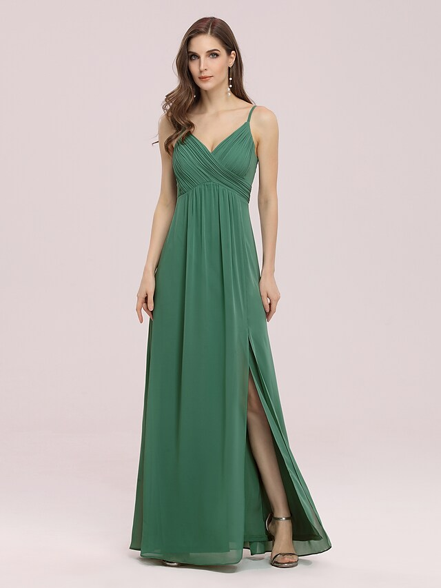 A-line V-neck Chiffon Ruched Floor-length Dress Spa Plus Size main image 1