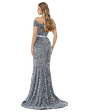 Mermaid / Trumpet Sparkle bodycon Engagement Formal Evening Dress Off Shoulder Cowl Back Sleeveless Court Train Sequined with Sequin