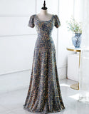 A-Line Square Long Evening Dress