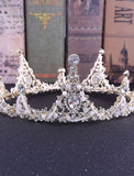 Jeweled Baroque Queen Crown Rhinestone Wedding Crowns and Tiaras for Women