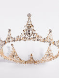 Jeweled Baroque Queen Crown Rhinestone Wedding Crowns and Tiaras for Women