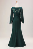 Mermaid Glitter Chiffon Long Sleeves Mother of Bride Dress