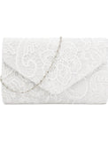 Women's Clutch Bags Polyester for Evening Bridal Wedding Party with Lace Chain Plain