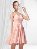 A-Line Cocktail Dresses Reformation Amante Dress Homecoming Short / Mini Sleeveless Spaghetti Strap Satin with Pleats