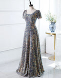 A-Line Square Long Evening Dress