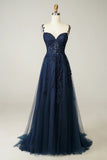 A-Line Homecoming Dresses Dress Graduation loog Sleeveless Spaghetti Strap Tulle with Appliques