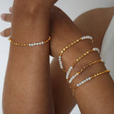 simple and fashionable jewelry, elegant and bright copper material, freshwater pearl bracelet