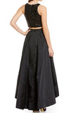 Two Piece Sequin Prom Dress High Low Cocktail Formal Gown