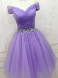 A Line Off The Shoulder Tulle Short Prom Dresses Evening Homecoming Dresses