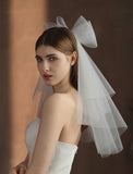 Two-tier Wedding Veil Elbow Veils with Pure Color Tulle