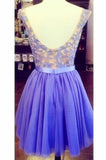 A Line Round Neck Short Prom Dress Homecoming Dress Lace Graduation Dress