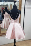 Cute V Neck Open Back Short Prom Dresses