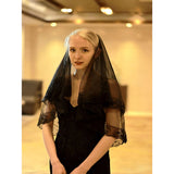 Two-tier / Lace Applique Edge Wedding Veil Elbow Veils with Embroidery / Splicing 21.65 in (55cm) / 100% Polyester