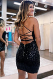 Straps Sequins Short Homecoming Dresses