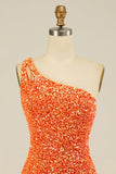 Sequins One Shoulder Sheath Homecoming Dress