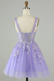 A-line Sweetheart Tulle Appliques Homecoming Dress