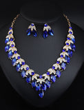 Bridal Jewelry Sets Two-piece Suit Crystal Rhinestone Alloy 1 Necklace Earrings Women's Statement Colorful Fancy Flower irregular Jewelry Set For Party Wedding