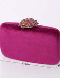 Women's Clutch Bags Velvet Wedding Party Bridal Shower Crystals Chain Plain Solid Colored