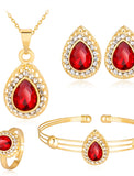 female jewelry set water drop gemstone series necklace earrings ring bracelet four-piece set