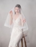 Two-tier Wedding Veil Fingertip Veils with Fringe 62.99 in (160cm) Cotton / nylon with a hint of stretch / Drop Veil