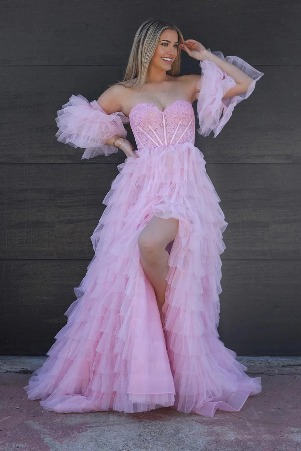 Sweetheart Appliqued Corset Top Short Prom Dress Chocolate main image 0