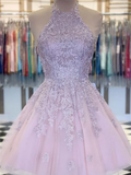 A-line Tulle Lace Short Prom Dresses Short Homecoming Evening Dresses