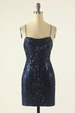 Sheath Lace-Up Sequins-Embroidered Homecoming Dress