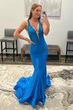 Mermaid Deep V-neck Prom Dress with Beading