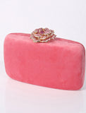 Women's Clutch Bags Velvet Wedding Party Bridal Shower Crystals Chain Plain Solid Colored