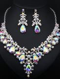 Bridal Jewelry Sets 1 set Crystal Rhinestone Alloy 1 Necklace Earrings Women's Statement Colorful Fancy Flower irregular Jewelry Set For Party Wedding