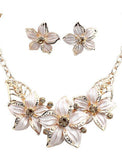 Jewelry Set Necklace / Earrings For Women's Synthetic Diamond Party Wedding Casual Alloy Flower Gold