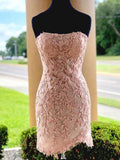 Strapless Lace Short Prom Dresses Formal Graduation Homecoming Dresses