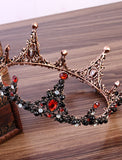 Jeweled Baroque Queen Crown Rhinestone Wedding Crowns and Tiaras for Women