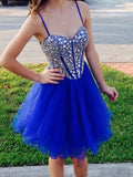 Sweetheart Neck Short Blue Prom Dresses Graduation Dresses Homecoming Dresses