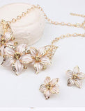 Jewelry Set Necklace / Earrings For Women's Synthetic Diamond Party Wedding Casual Alloy Flower Gold