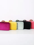 Women's Clutch Bags Velvet Wedding Party Bridal Shower Crystals Chain Plain Solid Colored