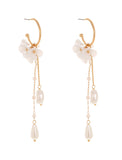 Women's White Tassel Fringe Flower Shape Cute Stylish Earrings Jewelry White For Wedding Party 1 Pair