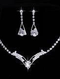 Necklace 1 set White Crystal Rhinestone Alloy 1 Necklace Earrings Women's Tennis Chain Gypsophila Jewelry Set For Party Wedding