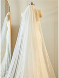 One-tier / Lace Wedding Veil Cathedral Veils with Embroidery / Appliques / Paillette 137.8 in (350cm) Tulle