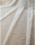 One-tier Wedding Veil Cathedral Veils with Faux Pearl 118.11 in (300cm) Tulle