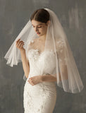 Two-tier Wedding Veil Elbow Veils with Solid Tulle / Drop Veil