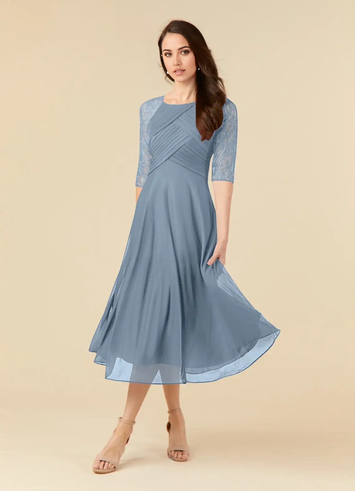 A-Line Sequins Appliques Dusty Blue formal dresses evening dress Mother of the Bride Dresses main image 0