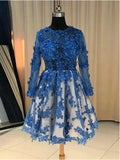 Long Sleeves Lace Short Prom Dresses Formal Graduation Homecoming Dresses