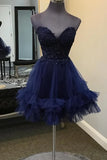 Strapless Short Lace Top and Ruffle Homecoming Dress