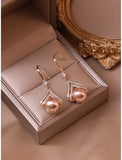 Women's Pearl Stud Jewelry Classic Precious Cute Stylish Earrings Jewelry Rose Gold For Gift Festival 1 Pair