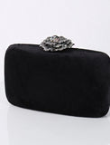 Women's Clutch Bags Velvet Wedding Party Bridal Shower Crystals Chain Plain Solid Colored