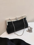 Women's Clutch Evening Bag Polyester Party Bridal Shower Holiday Rhinestone Chain Large Capacity Lightweight Durable