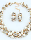 Jewelry Set Drop Earrings For Women's Wedding Daily Pearl Rhinestone Alloy Twisted Gold / Pearl Necklace